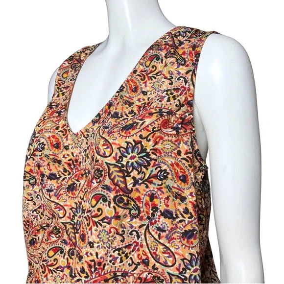 Evereve Multicolor Paisley Boho Sleeveless V Neck Top. Small. Floral Hippie EUC - Picture 7 of 8